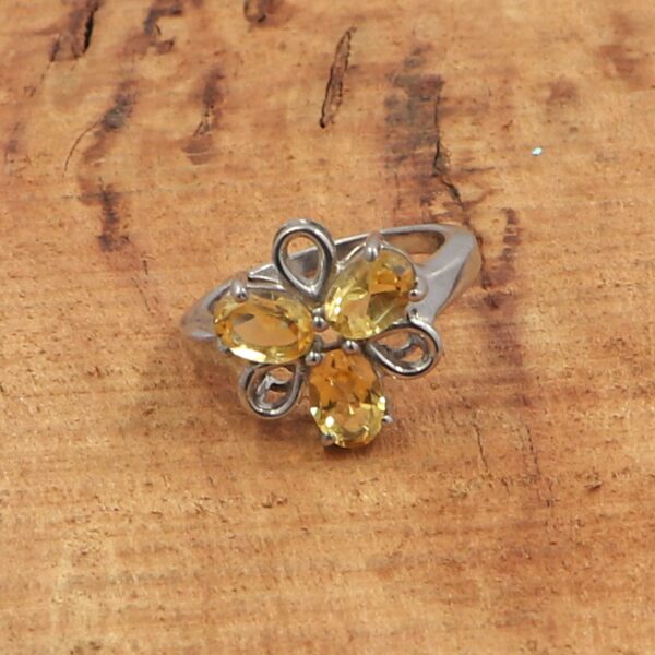 92.5 Sterling Silver natural Citrine Gemstone Ring with Earrings set - Image 2
