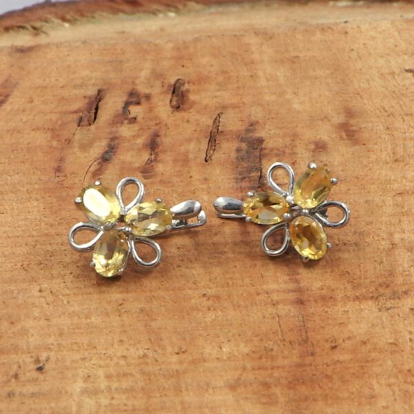 92.5 Sterling Silver natural Citrine Gemstone Ring with Earrings set - Image 3