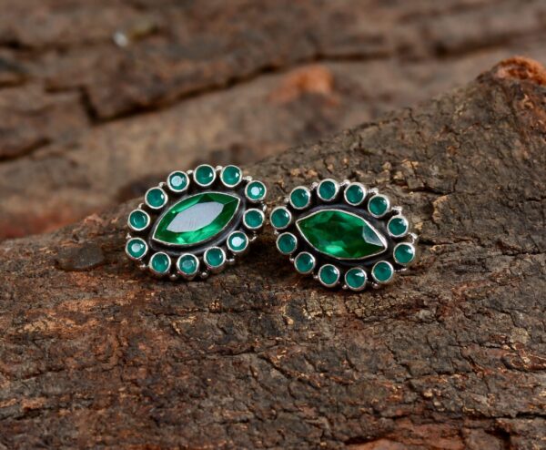925 Sterling Silver Green Onyx Gemstone Earrings - Image 3
