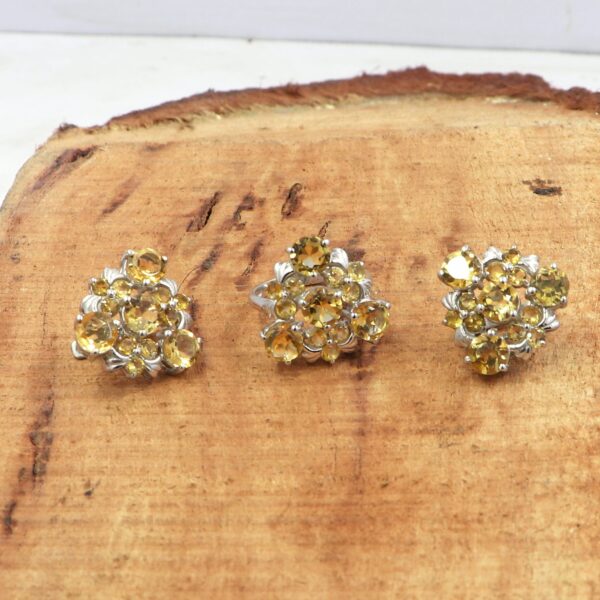 92.5 Sterling Silver Citrine Ring And Earrings Set - Image 2