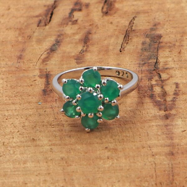 Buy Natural Emerald 925 Sterling Silver Ring and Earrings Set - Image 3