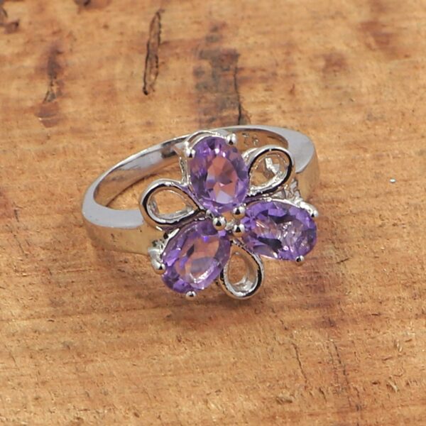 Natural Amethyst 92.5 Sterling Silver Ring with Russian Lock Earrings Set - Image 5