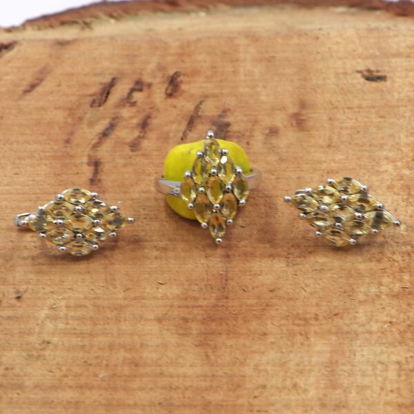 Natural Citrine Gemstone 92.5 Sterling Silver ring With Earring Combo - Image 2