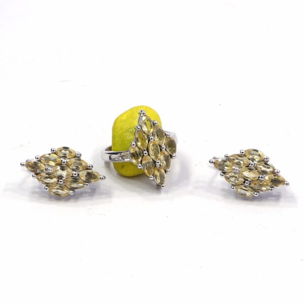 Natural Citrine Gemstone 92.5 Sterling Silver ring With Earring Combo - Image 6