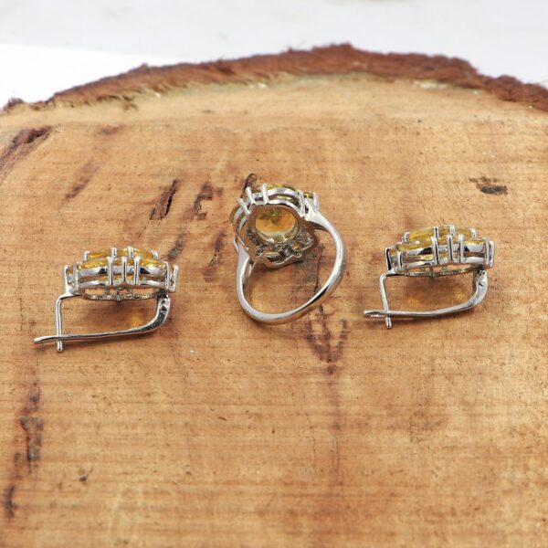 Natural Citrine 92.5 Sterling Silver Ring & Earring Set - Image 2