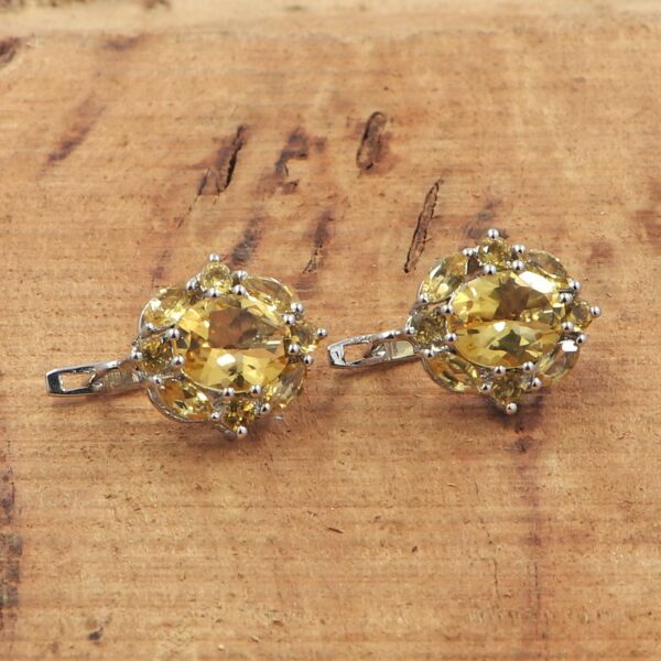 Natural Citrine 92.5 Sterling Silver Ring & Earring Set - Image 3