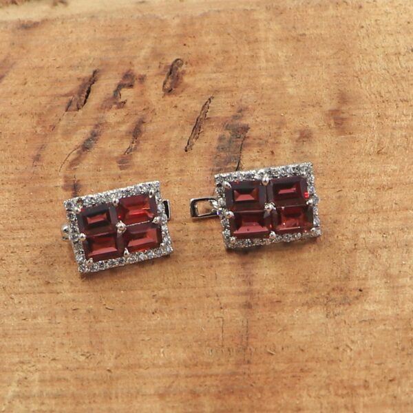 Natural Garnet Gemstone 92.5 Sterling Silver Ring, Earring Set, and Pendant - Image 3