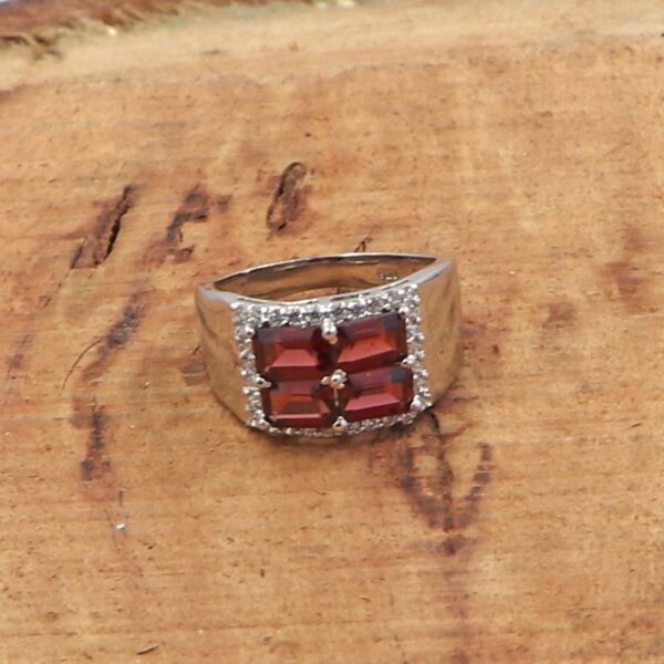 Natural Garnet Gemstone 92.5 Sterling Silver Ring, Earring Set, and Pendant - Image 5