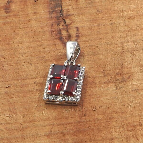 Natural Garnet Gemstone 92.5 Sterling Silver Ring, Earring Set, and Pendant - Image 6