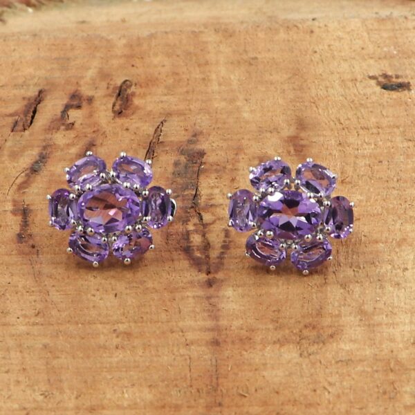 Natural Amethyst Gemstone Set  92.5 Sterling Silver Ring, Earring, & Pendant - Image 4