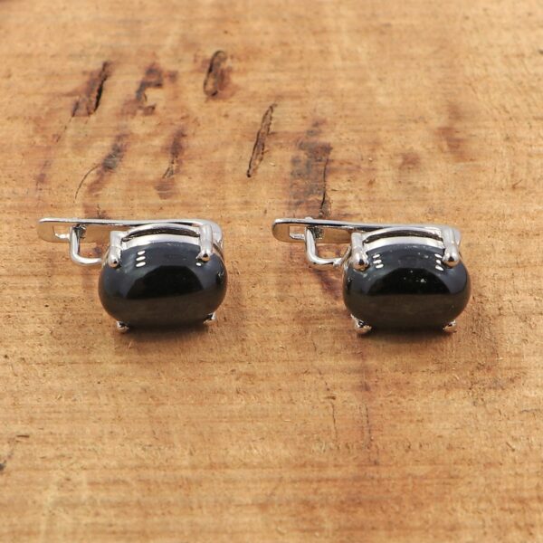 Natural Black Onyx 925 Sterling Silver Ring & Earrings Set - Image 4