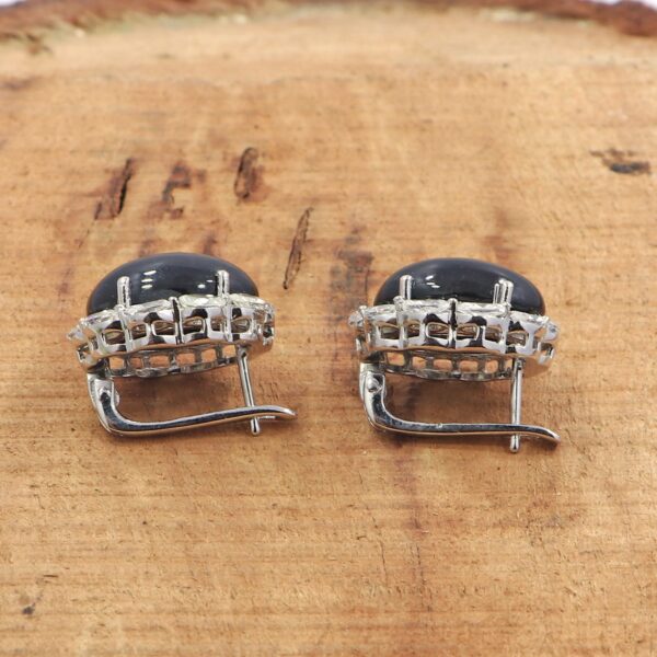 Natural Black Onyx & White Topaz 925 Sterling Silver Ring & Earrings Set - Image 3