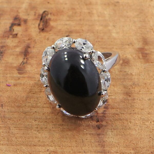 Natural Black Onyx & White Topaz 925 Sterling Silver Ring & Earrings Set - Image 5