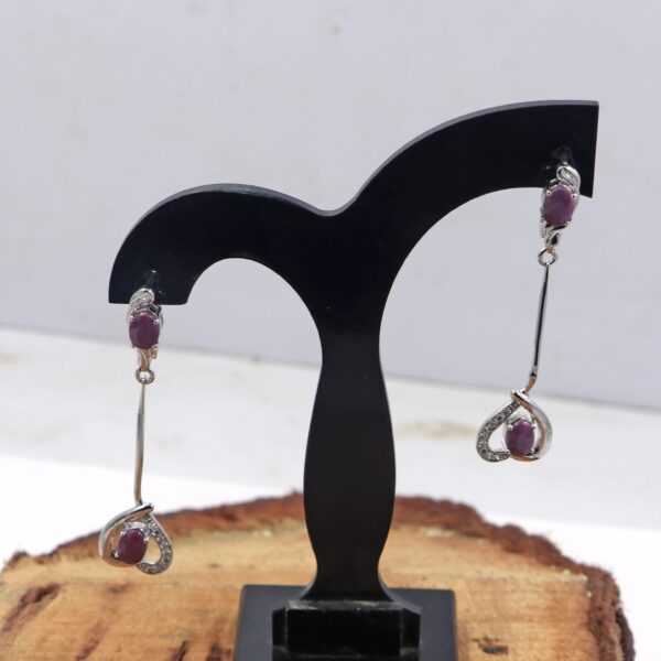 Natural Ruby Earrings | 925 Sterling Silver Ruby Dangle Earrings - Image 4