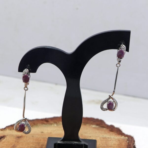 Natural Ruby Earrings | 925 Sterling Silver Ruby Dangle Earrings - Image 5