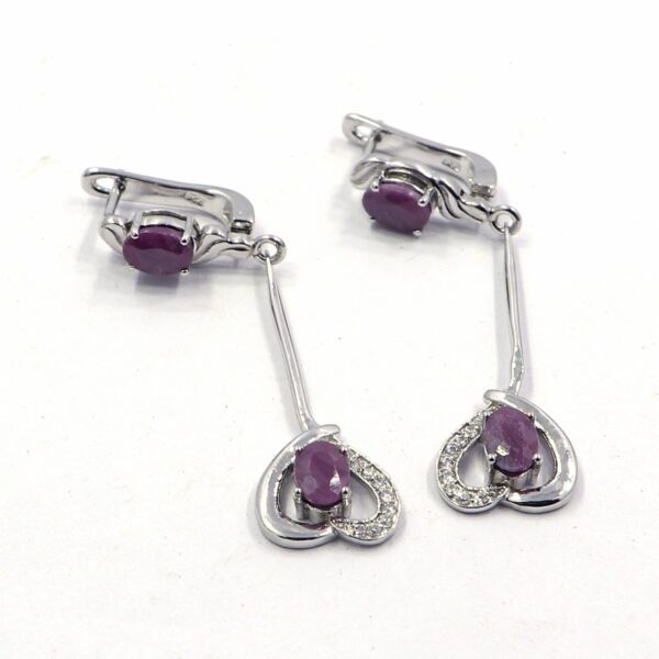 Natural Ruby Earrings | 925 Sterling Silver Ruby Dangle Earrings - Image 6