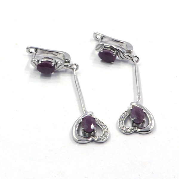 Natural Ruby Earrings | 925 Sterling Silver Ruby Dangle Earrings - Image 7