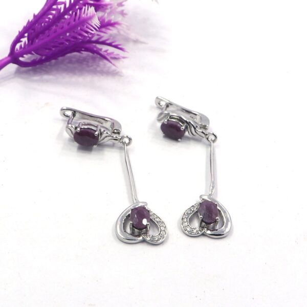 Natural Ruby Earrings | 925 Sterling Silver Ruby Dangle Earrings