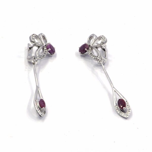 Natural Ruby Gemstone 925 Sterling Silver Dangle Earrings