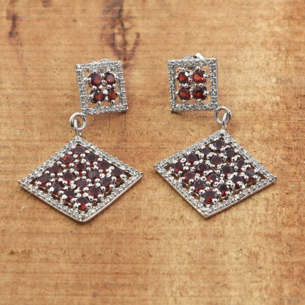 Natural Garnet 925 Sterling Silver Ring and Russian Lock Earrings - Image 5