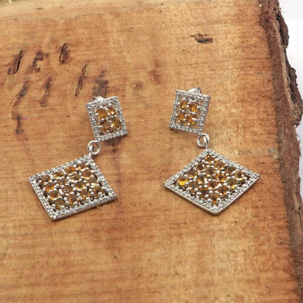 Natural Citrine 925 Sterling Silver Ring and Earring Set - Image 3