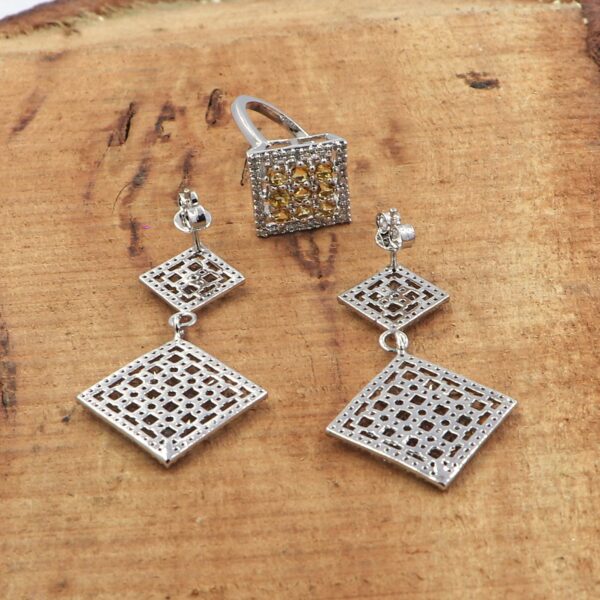 Natural Citrine 925 Sterling Silver Ring and Earring Set - Image 4