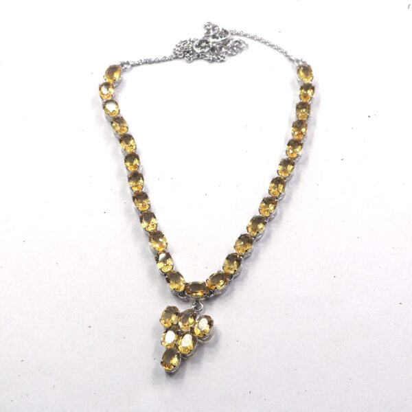 Natural Citrine Gemstone 925 Sterling Silver Tennis Necklace, Ring, and Earrings Set for Women - Image 6