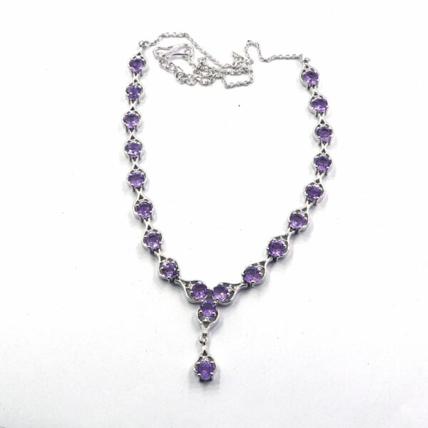 Natural Amethyst 925 Sterling Silver Necklace with Ring and Earrings Set - Image 2