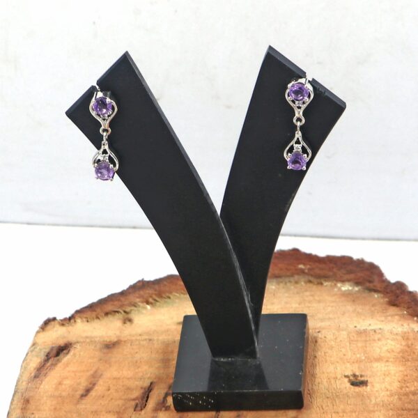 Natural Amethyst 925 Sterling Silver Necklace with Ring and Earrings Set - Image 3
