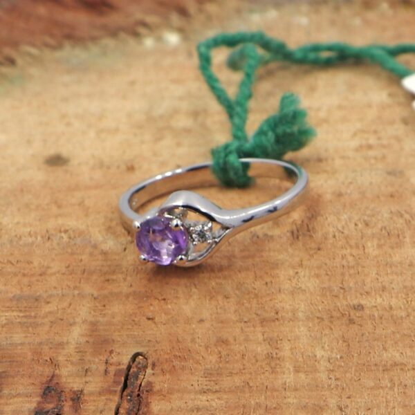 Natural Amethyst 925 Sterling Silver Necklace with Ring and Earrings Set - Image 4