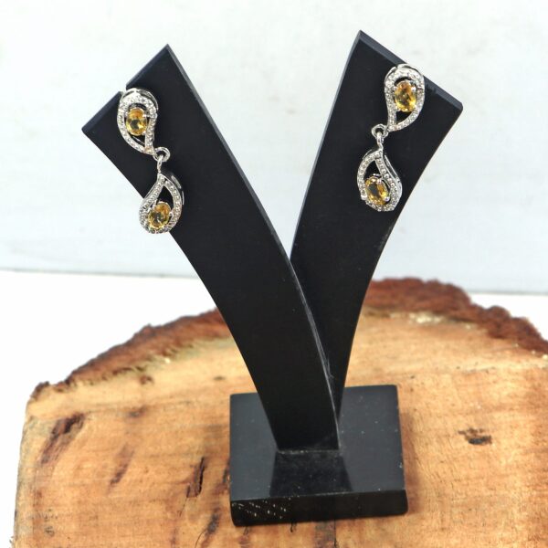 Natural Citrine Gemstone 925 Sterling Silver Jewelry Set - Ring, Earrings, and Necklace - Image 2