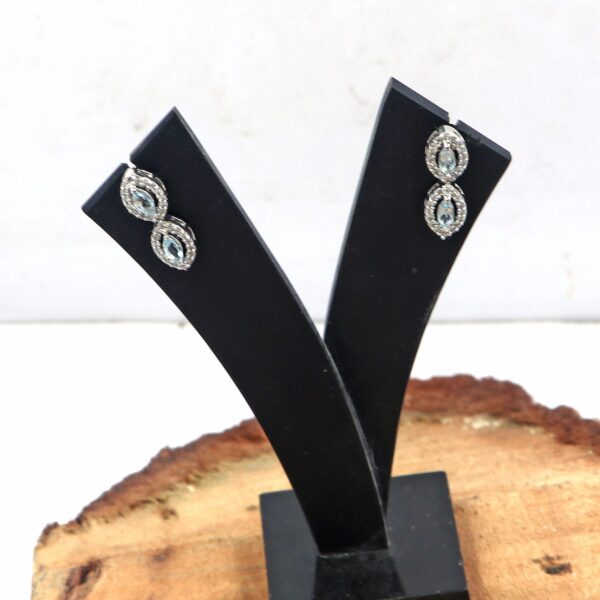 Natural Aquamarine 925 Sterling Silver Tennis Necklace, Ring, and Earring Set - Image 4