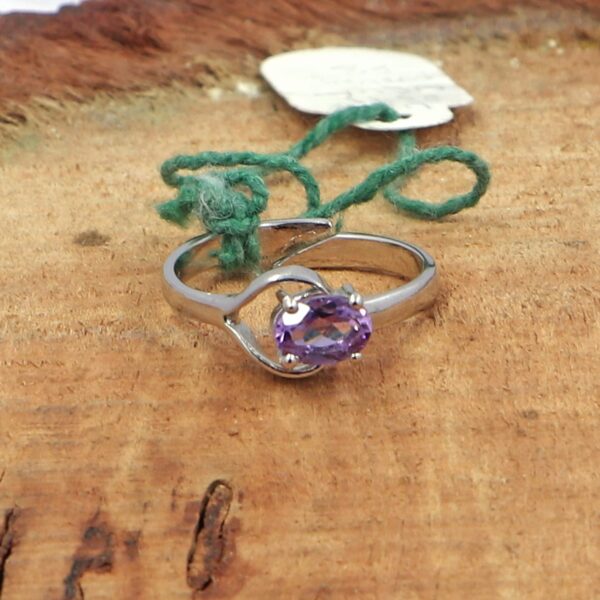 Natural Amethyst 925 Sterling Silver Tennis Bracelet with Ring and Earrings Set - Image 2