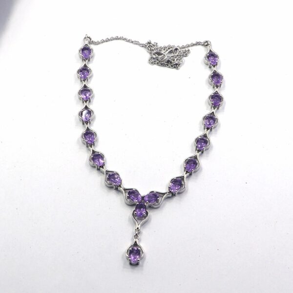 Natural Amethyst 925 Sterling Silver Tennis Bracelet with Ring and Earrings Set - Image 4
