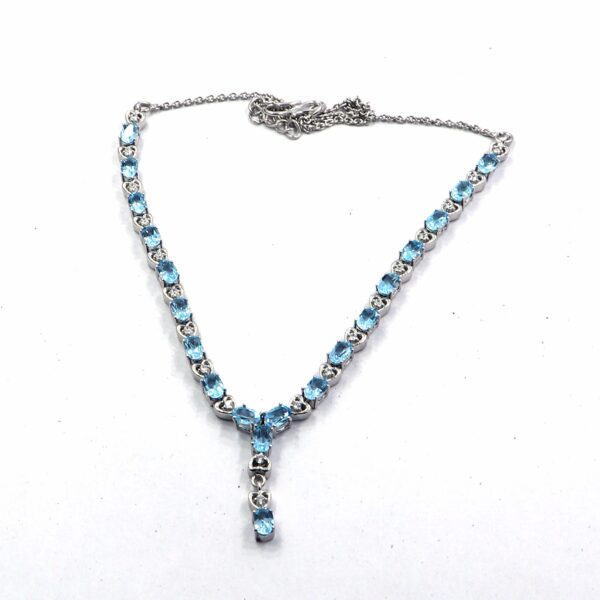 Natural Blue Topaz Jewelry Set in 925 Sterling Silver with Necklace, Ring, and Earrings. - Image 2