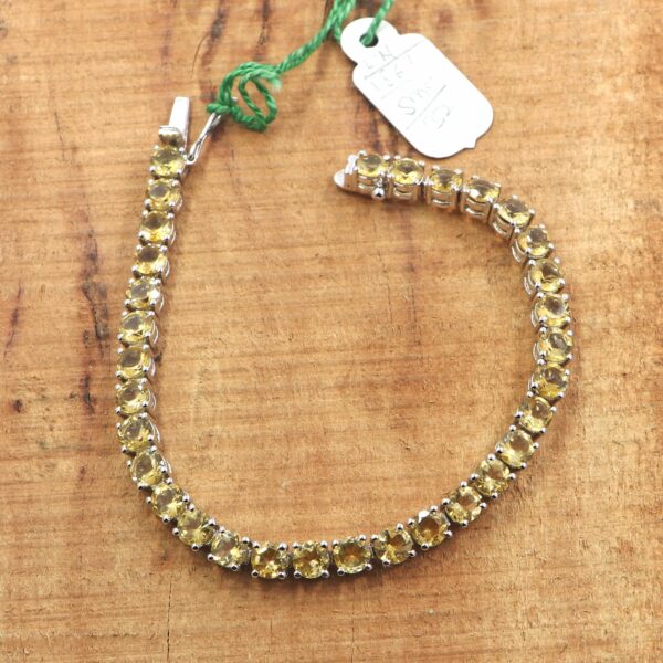 Natural Citrine Gemstone 925 Sterling Silver Tennis Bracelet |Silver Jewels World - Image 2