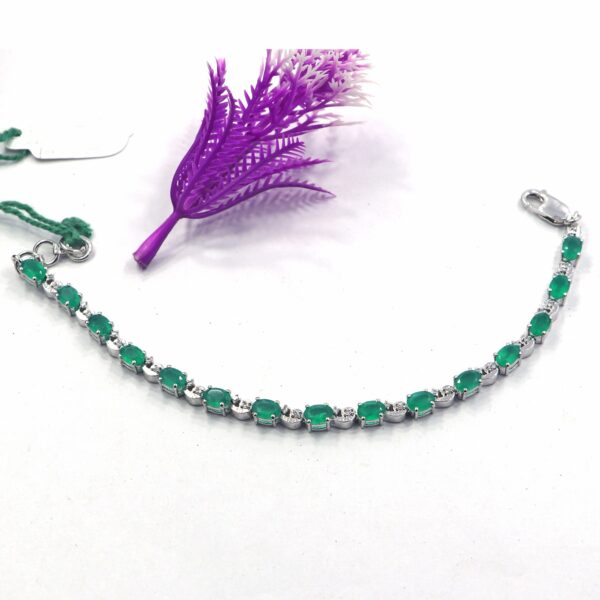 Natural Green Onyx 925 Sterling Silver Tennis Bracelet for Women - Image 2