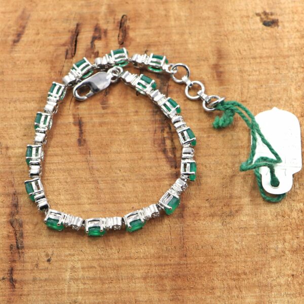 Natural Green Onyx 925 Sterling Silver Tennis Bracelet for Women - Image 3