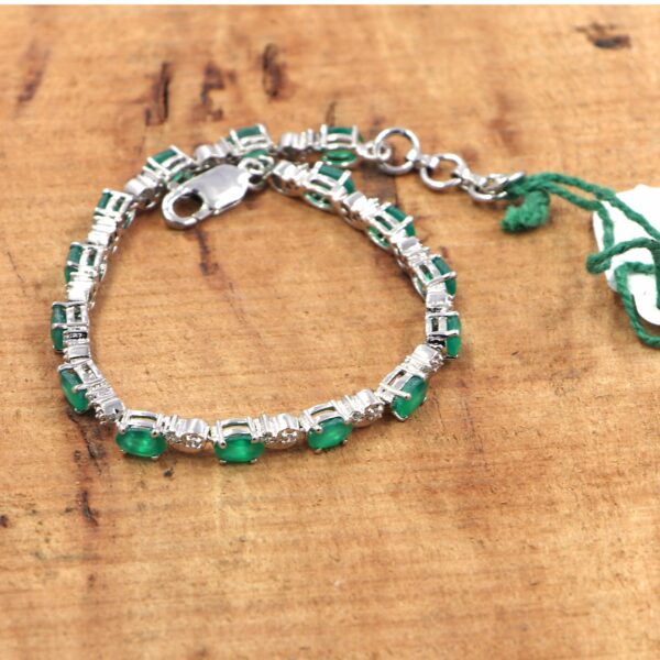Natural Green Onyx 925 Sterling Silver Tennis Bracelet for Women - Image 4