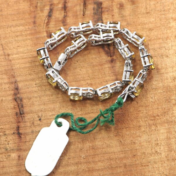 Natural Citrine Gemstone 925 Sterling Silver Tennis Bracelet - Image 2