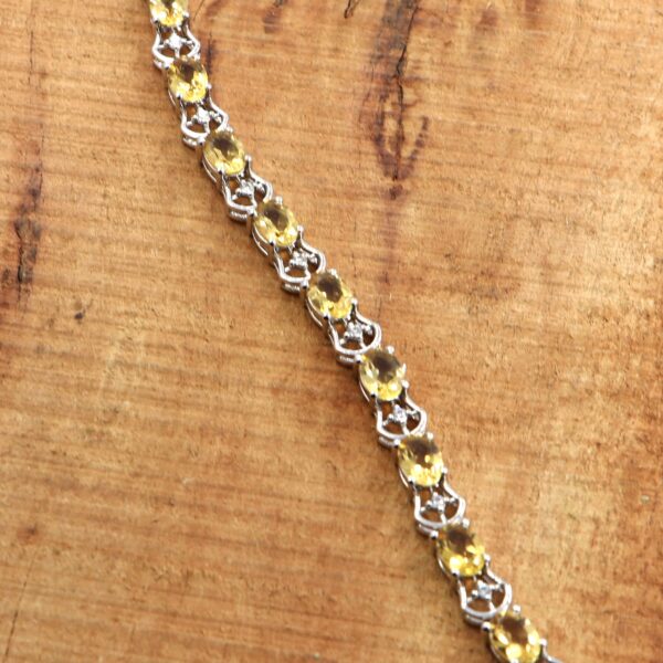 Natural Citrine Gemstone 925 Sterling Silver Tennis Bracelet - Image 3