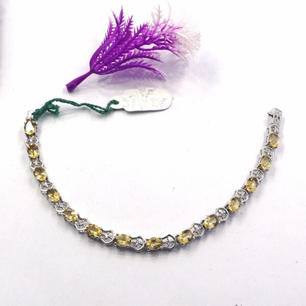 Natural Citrine Gemstone 925 Sterling Silver Tennis Bracelet - Image 4