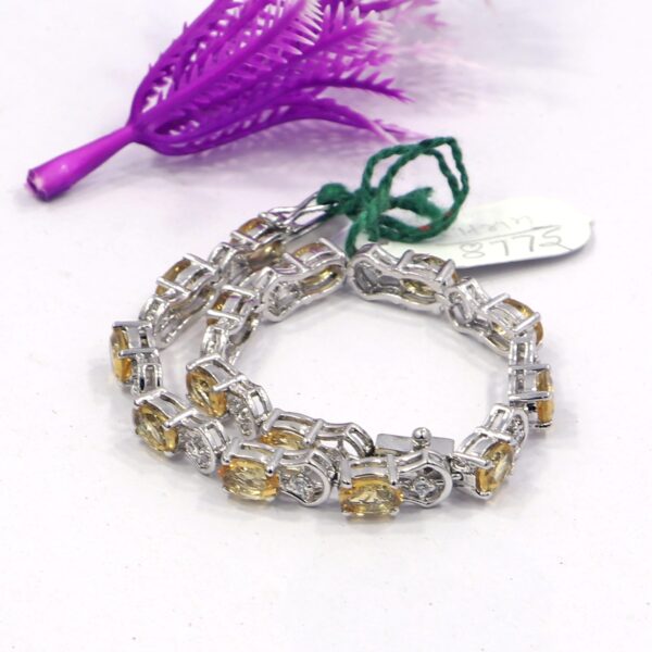 Natural Citrine Gemstone 925 Sterling Silver Tennis Bracelet