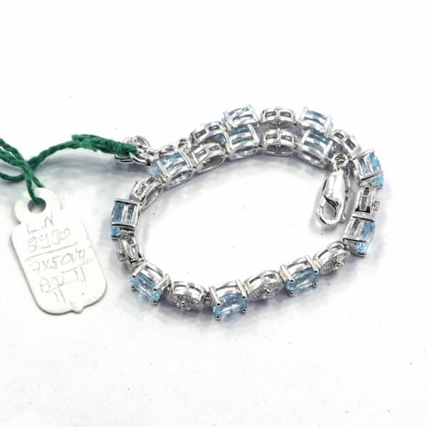 Natural Blue Topaz Tennis Bracelet in 925 Sterling Silver – Women's Gemstone Jewelry - Image 2