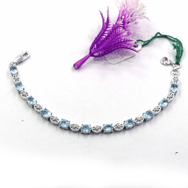 Natural Blue Topaz Tennis Bracelet in 925 Sterling Silver – Women's Gemstone Jewelry - Image 3