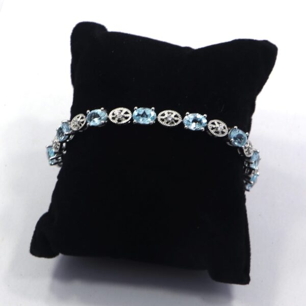 Natural Blue Topaz Tennis Bracelet in 925 Sterling Silver – Women's Gemstone Jewelry - Image 4