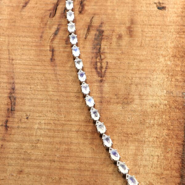Natural Moonstone 92.5 Sterling Silver Tennis Bracelet - Gemstone Bracelet - Image 2