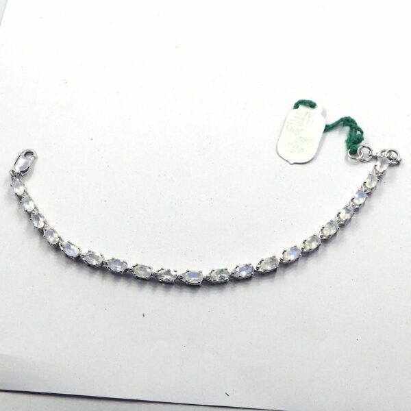 Natural Moonstone 92.5 Sterling Silver Tennis Bracelet - Gemstone Bracelet