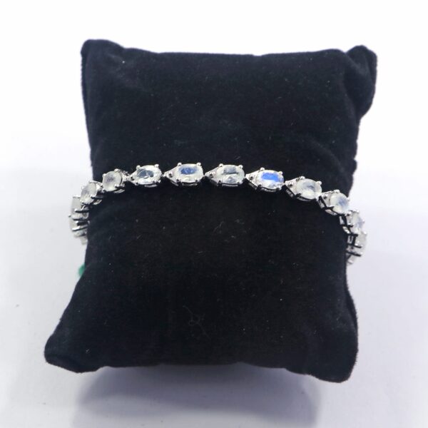 Natural Moonstone 92.5 Sterling Silver Tennis Bracelet - Gemstone Bracelet - Image 4
