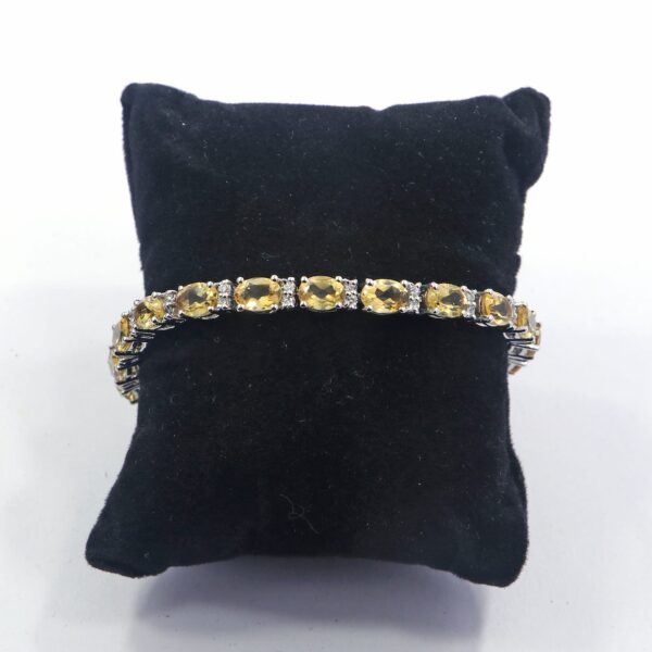 Gift for Her - Citrine Jewelry Sterling Silver Tennis Bracelet - Image 2